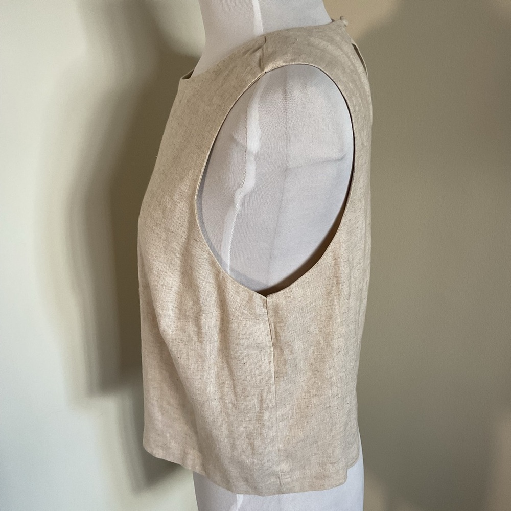 Abercrombie & Fitch Beige Linen Blend Tank Top Medium M Neutral Minimalist - Picture 3 of 5
